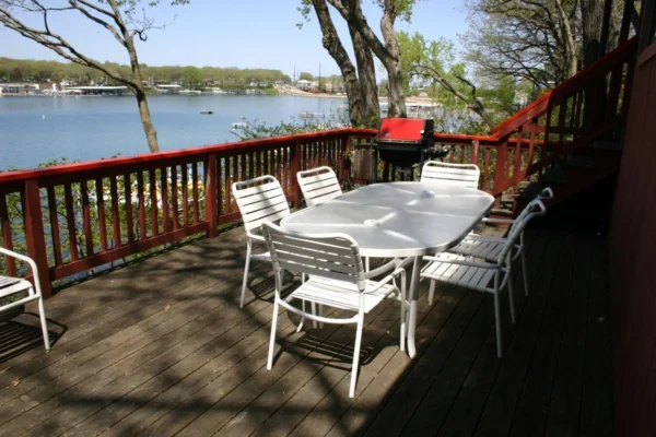 View of the deck overlooking West Lake Okoboji