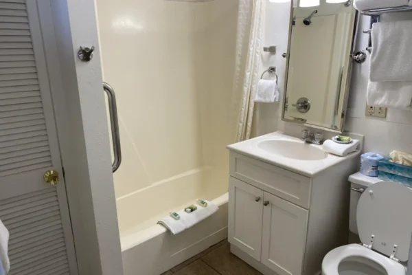 View of the bathroom with tub/shower