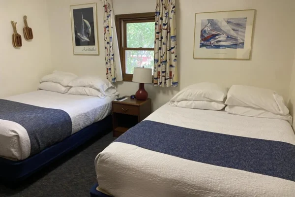 View of the upstairs bedroom with two queen beds